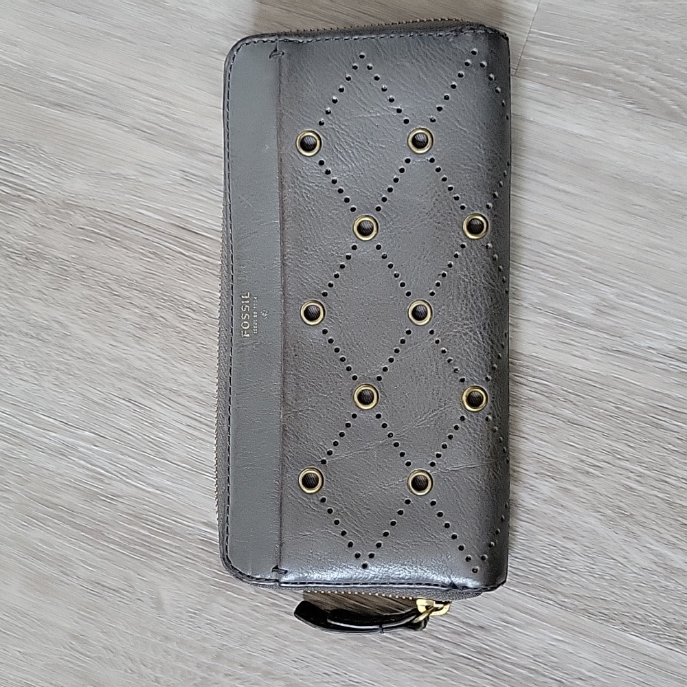 Fossil Leather Grommet Perforated Wallet